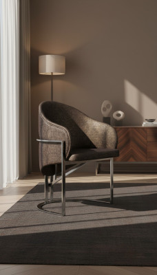 Esszimmerstuhl Silber Basis Braun Sitz Modern Elegant Komfort Zeitlos Robust