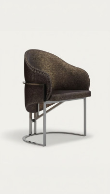 Esszimmerstuhl Silber Basis Braun Sitz Modern Elegant Komfort Zeitlos Robust