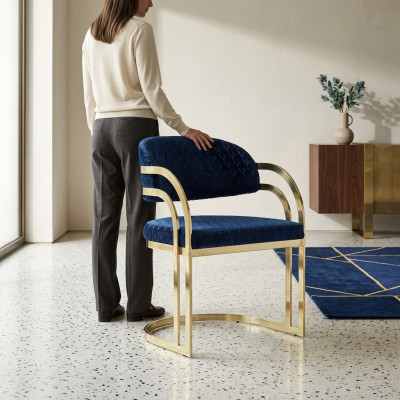 Esszimmerstuhl Blau Gold Edelstahl Einzigartig Stuhl Lehnstuhl Stühle