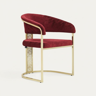 Esszimmerstuhl Rot Gold Edelstahl Glänzend Prächtig Massiv Attraktiv Luxus