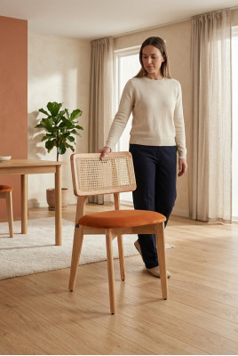 Esszimmerstuhl Weiß Orange Holz Attraktiv Vielseitig Stabil Harmonisch