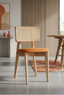 Esszimmerstuhl Weiß Orange Holz Attraktiv Vielseitig Stabil Harmonisch