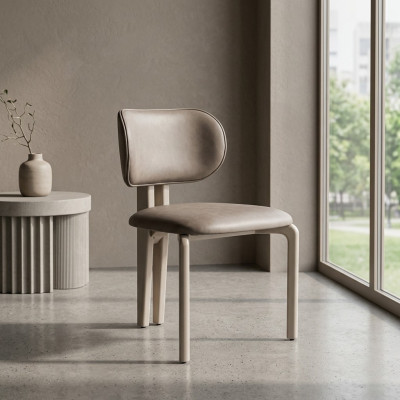 Bequem Stuhl Beige Elegant Lehnstuhl Robust Küchenstuhl Esszimmer Möbel