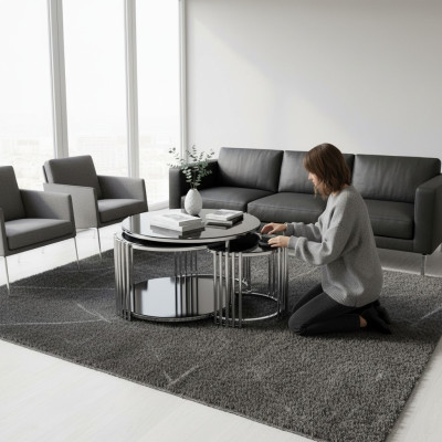 Couchtisch Schwarz Luxus Design Elegantes Möbel Wohnzimmer Couchtische Rund