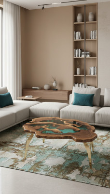 Couchtisch Sonderform Luxus Design Holz Braun Möbel Wohnzimmer Couchtische