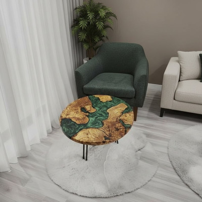 Couchtisch Braun  Rund Luxus Design Hochwertig Holz Möbel Wohnzimmer Couchtisch