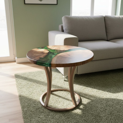 Couchtisch Luxus Design Holz Hochwertig  Braun Möbel Wohnzimmer Couchtische Rund