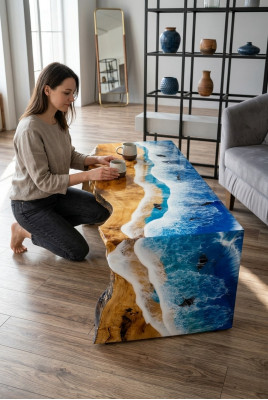 Couchtisch Rechteckig Luxus Design Holz Möbel Wohnzimmer Couchtische Blau