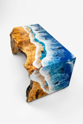 Couchtisch Rechteckig Luxus Design Holz Möbel Wohnzimmer Couchtische Blau