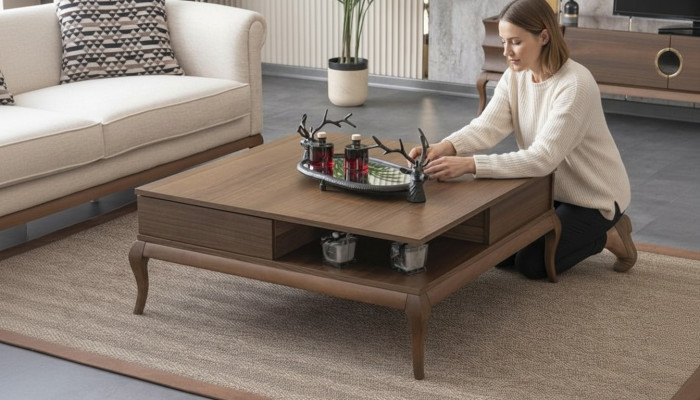 Couchtisch Quadratisch Holztisch Sofatisch Beistelltisch Mit Stauraum