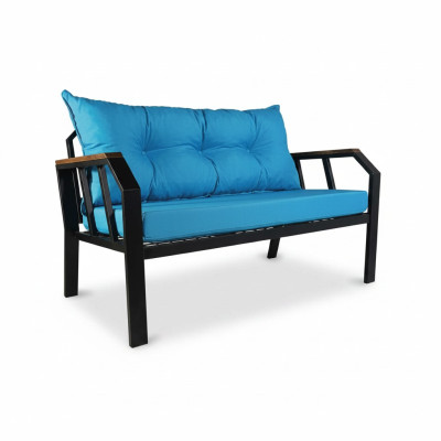 Gartensofa 2-Sitzer Sofa Mini Couch Kleines Sofa Mit Kissen Metallrahmen