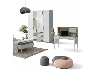 Kleiderschrank Schreibtisch Set Modernes Design Weiß Stilvolles Kinderzimmer