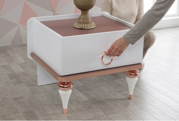 Nachttisch Modernes Design Eine Schublade Elegante Akzente Weiß Kinderzimmer