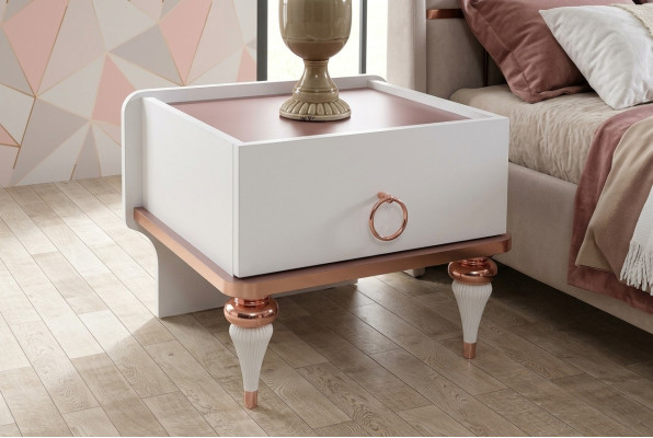 Nachttisch Modernes Design Eine Schublade Elegante Akzente Weiß Kinderzimmer