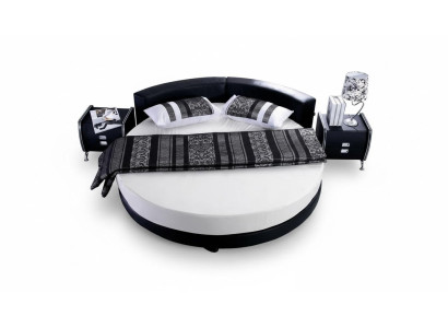 Rundes schwarzes Bett mit modernem Design eleganten Details und Schlafsofa