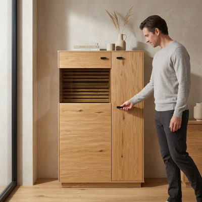 Kommodenschrank Hochkommode Aufbewahrungsschrank Glasdisplay