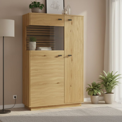 Kommodenschrank Hochkommode Aufbewahrungsschrank Glasdisplay