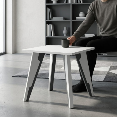 Couchtisch Beistelltisch Quadratisch Holz Arbeitszimmer Weiß - Schwarz