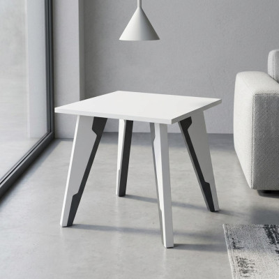 Couchtisch Beistelltisch Quadratisch Holz Arbeitszimmer Weiß - Schwarz