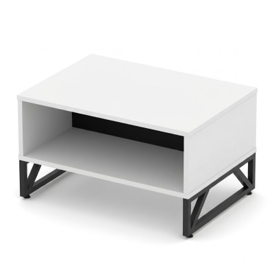 Couchtisch Beistelltisch Arbeitszimmer Tisch Weiß-Schwarz Mit Stauraum