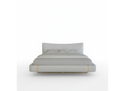 Luxus Graues Bett mit Gold Akzenten Modernes Design und Komfortables Kopfteil