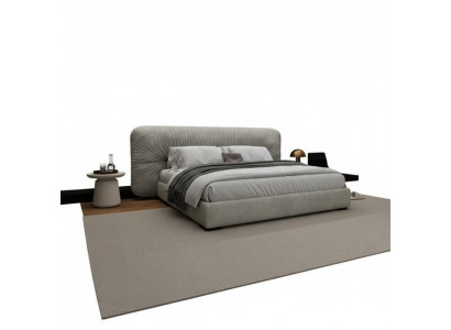 Luxus Graues Bett mit Gepolstertem Kopfteil Modernes Design Schlafzimmer