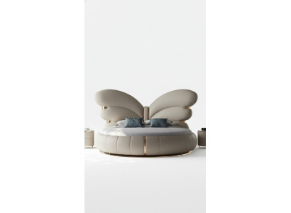 Luxus Rund Bett Schmetterling Runde Designer Schlafzimmer Betten Beige