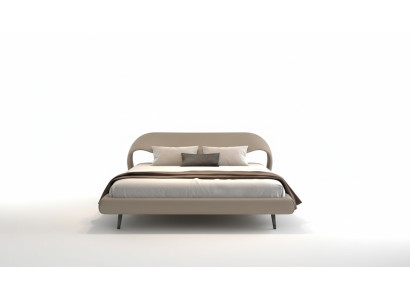 Elegantes Bett Grau Kurvendesign Polster  Minimalistisch Schlafzimmer Bett