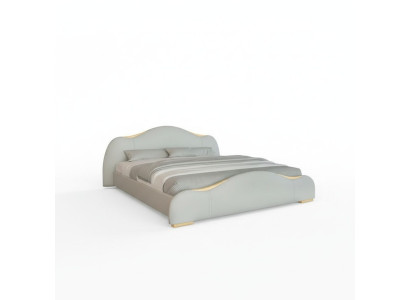 Luxus Bettgestell Modernes Design Grau Gold Akzenten Bett Stilvollem Kopfteil