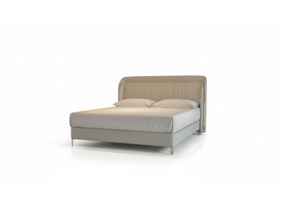 Luxus Bettgestell Modernes Design Grau mit Gold Bett Elegantem Kopfteil