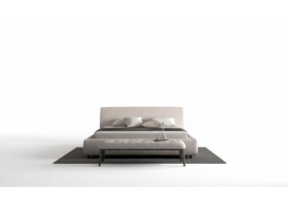 Bett Polsterbett Doppelbett Elegantes Design Beige Komfort Liegefläche