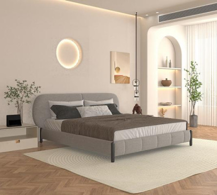 Bett Polsterbett Grau Komfort Schlafen Stilvolles Design Luxusbett Elegant