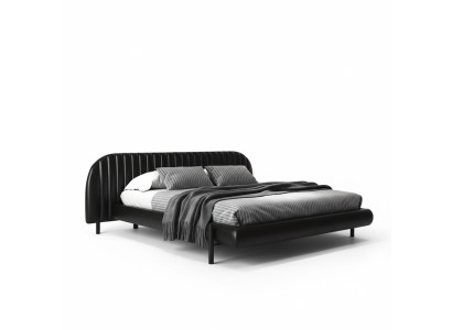 Luxusbett Schwarz Modernes Polsterbett Elegantes Design Komfort Schlafen Bett