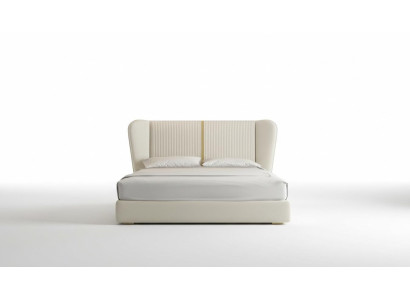 Luxusbett Beige Modernes Polsterbett Komfort Schlafen Stilvolles Design Bett