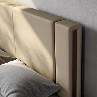Luxusbett Beige Modernes Polsterbett Komfort Schlafen Stilvolles Design Elegant