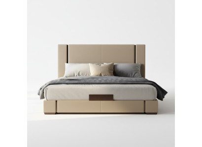 Luxusbett Beige Modernes Polsterbett Komfort Schlafen Stilvolles Design Elegant