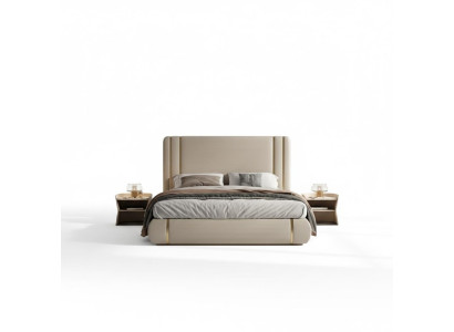 Polsterbett Luxusbett Beige Modernes Komfort Schlafen Stilvolles Design Bett