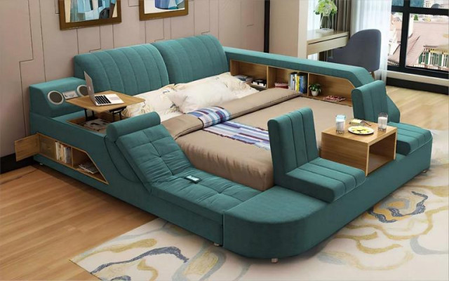 Multifunktionsbett Modernes  Komfort Schlafen Design Lounge Bett Polsterbett