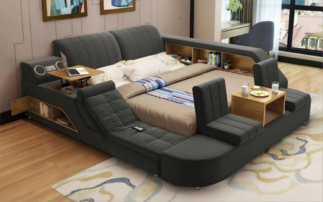 Multifunktionsbett Modernes  Komfort Schlafen Design Lounge Bett Polsterbett