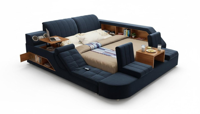 Multifunktionsbett Modernes  Komfort Schlafen Design Lounge Bett Polsterbett