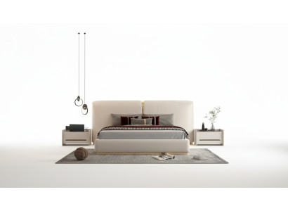 Polsterbett Luxus Design Bett Schlafzimmer Möbel Beiges Kopfteil Elegant