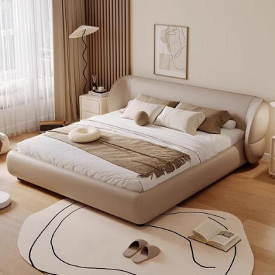 Design Polsterbett Modernes Schlafsofa Möbel Grau Kuschelig Stoffbezug Elegant