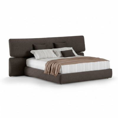 Moderne Polsterbett Stoff Luxus Schwarz Doppelbett Extra Hohe Rückenlehne Design