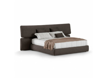 Moderne Polsterbett Stoff Luxus Schwarz Doppelbett Extra Hohe Rückenlehne Design