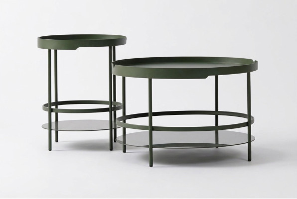 Tisch-Set Mitteltisch & Beistelltisch aus Holzfurnier Satztisch Tische