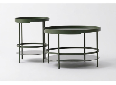 Tisch-Set Mitteltisch & Beistelltisch aus Holzfurnier Satztisch Tische