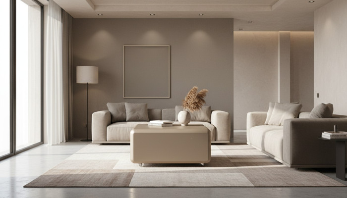 Beiger Holz-Couchtisch im modernen Design