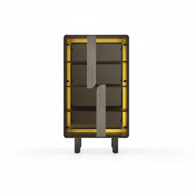 Holz Vitrine in Beige modern elegante Aufbewahrungsschrank
