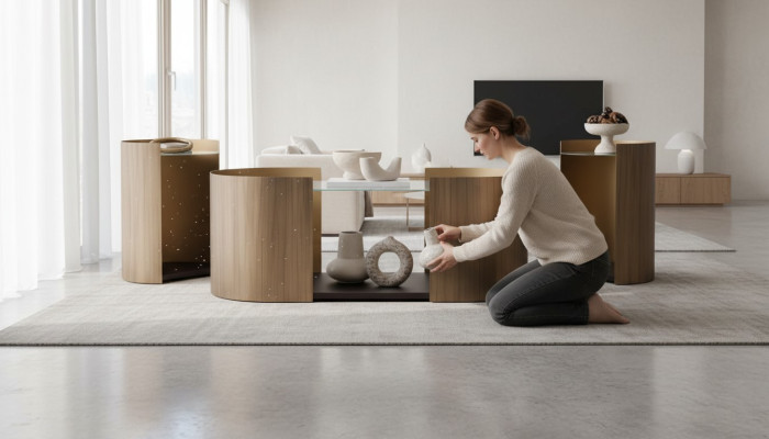 Stylischer Couchtisch und zwei funktionale Beistelltische im Set