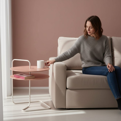 Couchtisch aus edlem Holzfurnier Tisch Bestelltisch Vintage Design